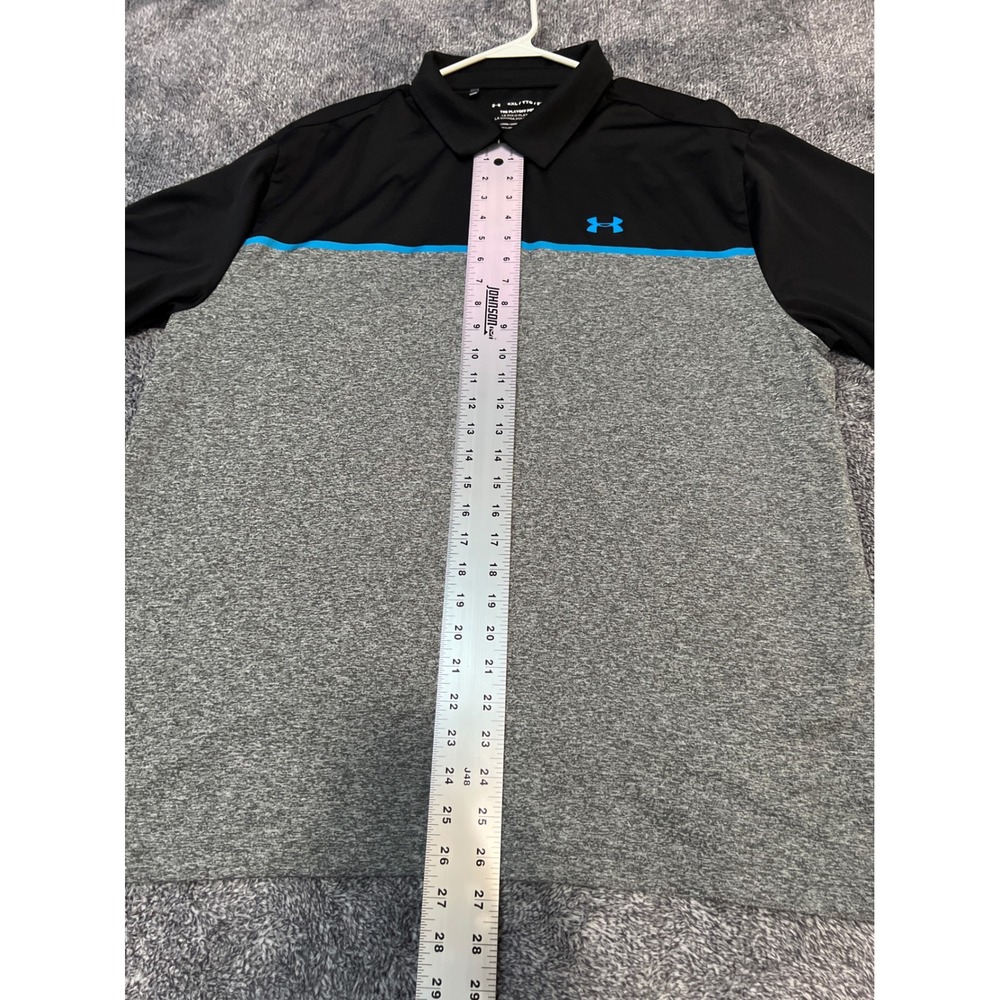 Under Armour Mens Playoff Polo Shirt XXL Black Grey Blue Colorblock 1327037-019 - Picture 6 of 13